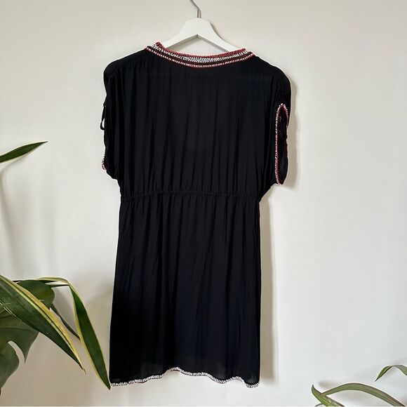 Poupette St Barth Mini Black Dress Cover Up Beaded One Size - Picture 2 of 8